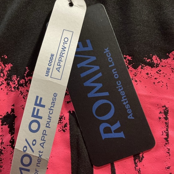 Romwe graphic tee shirt mens small black pink stretch grunge punk - Picture 4 of 8